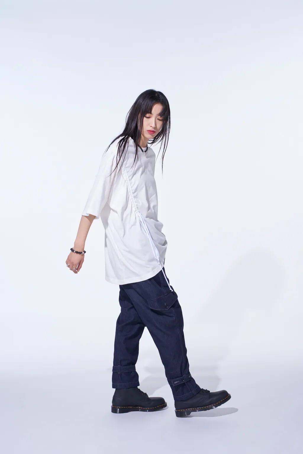 Soft Jersey T-Shirt With Gathered Strings