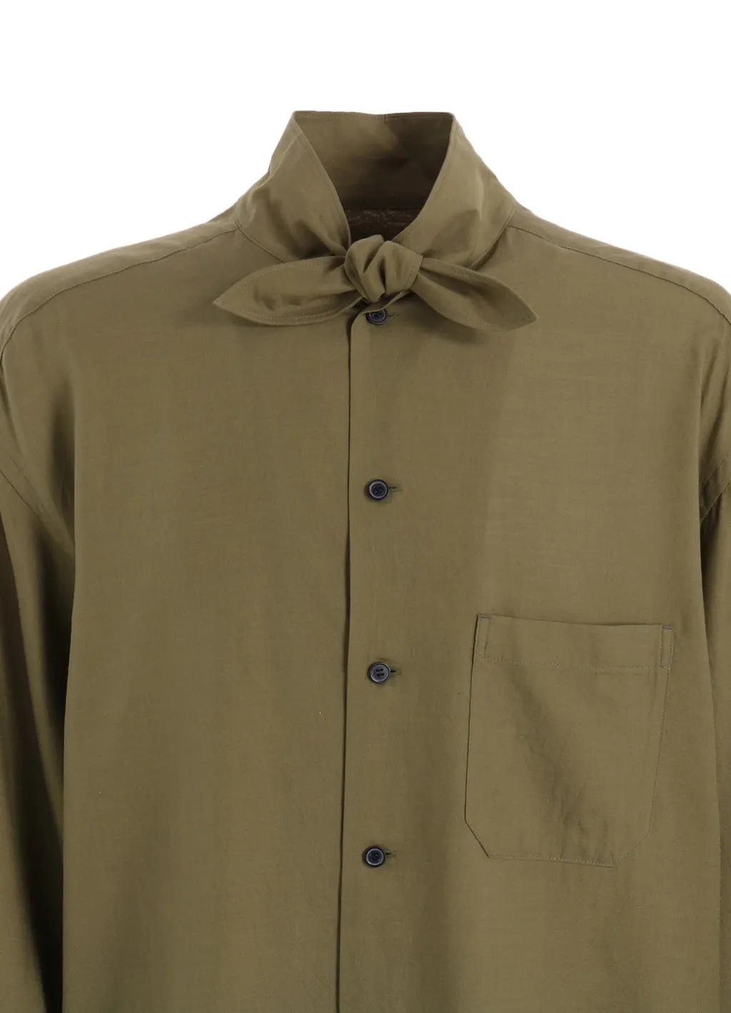 Cotton/Cellulose Broad Ribbon Collar Shirt