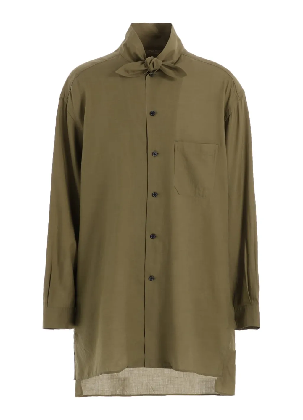 Cotton/Cellulose Broad Ribbon Collar Shirt