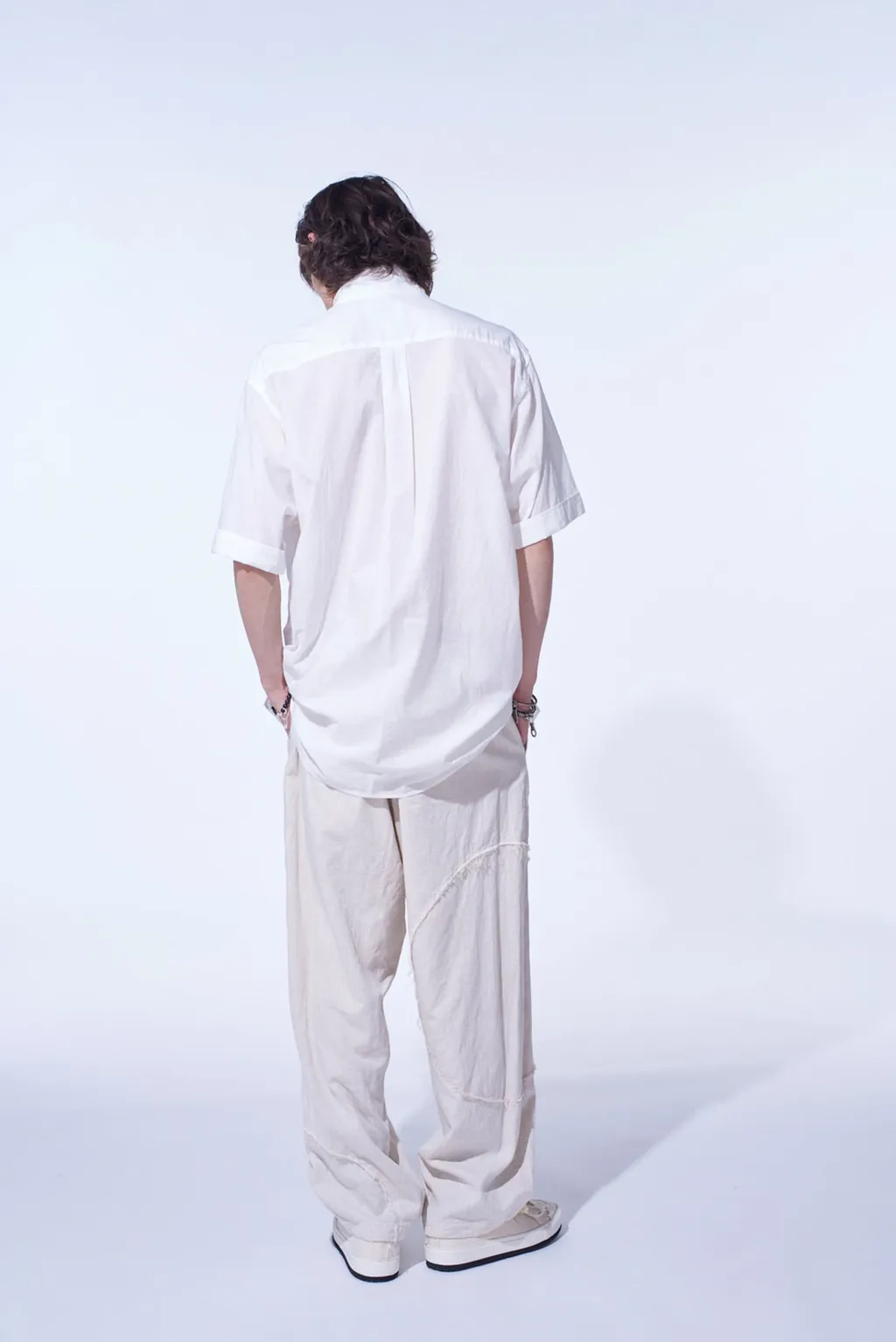 Linen/Cotton Herringbone Zigzag Cut-Out Pants
