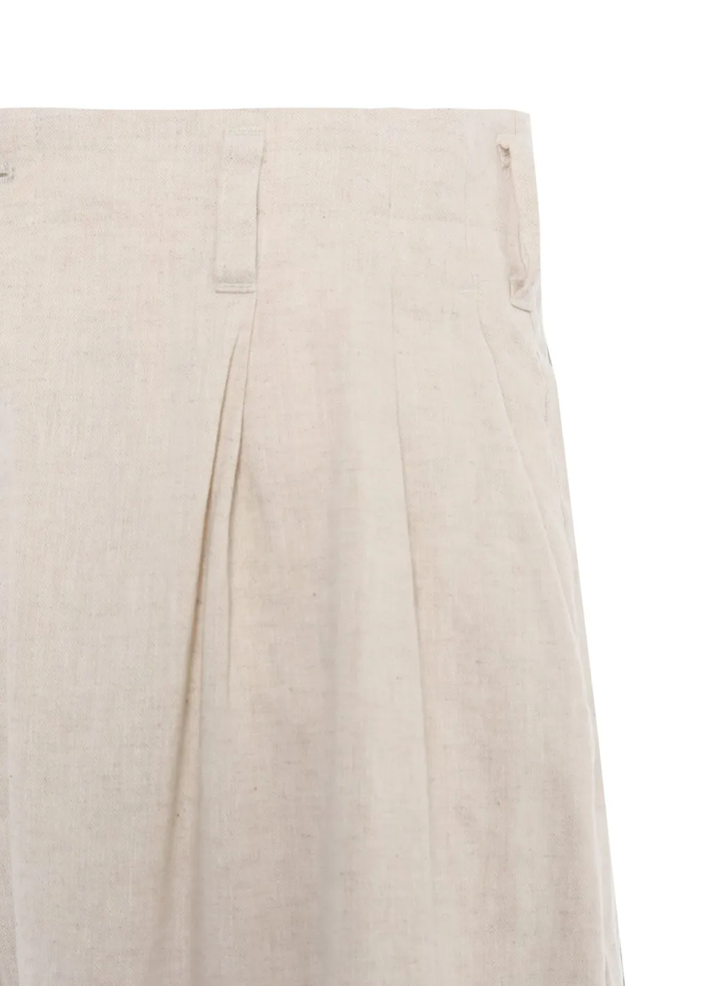 Linen/Cotton Herringbone Zigzag Cut-Out Pants