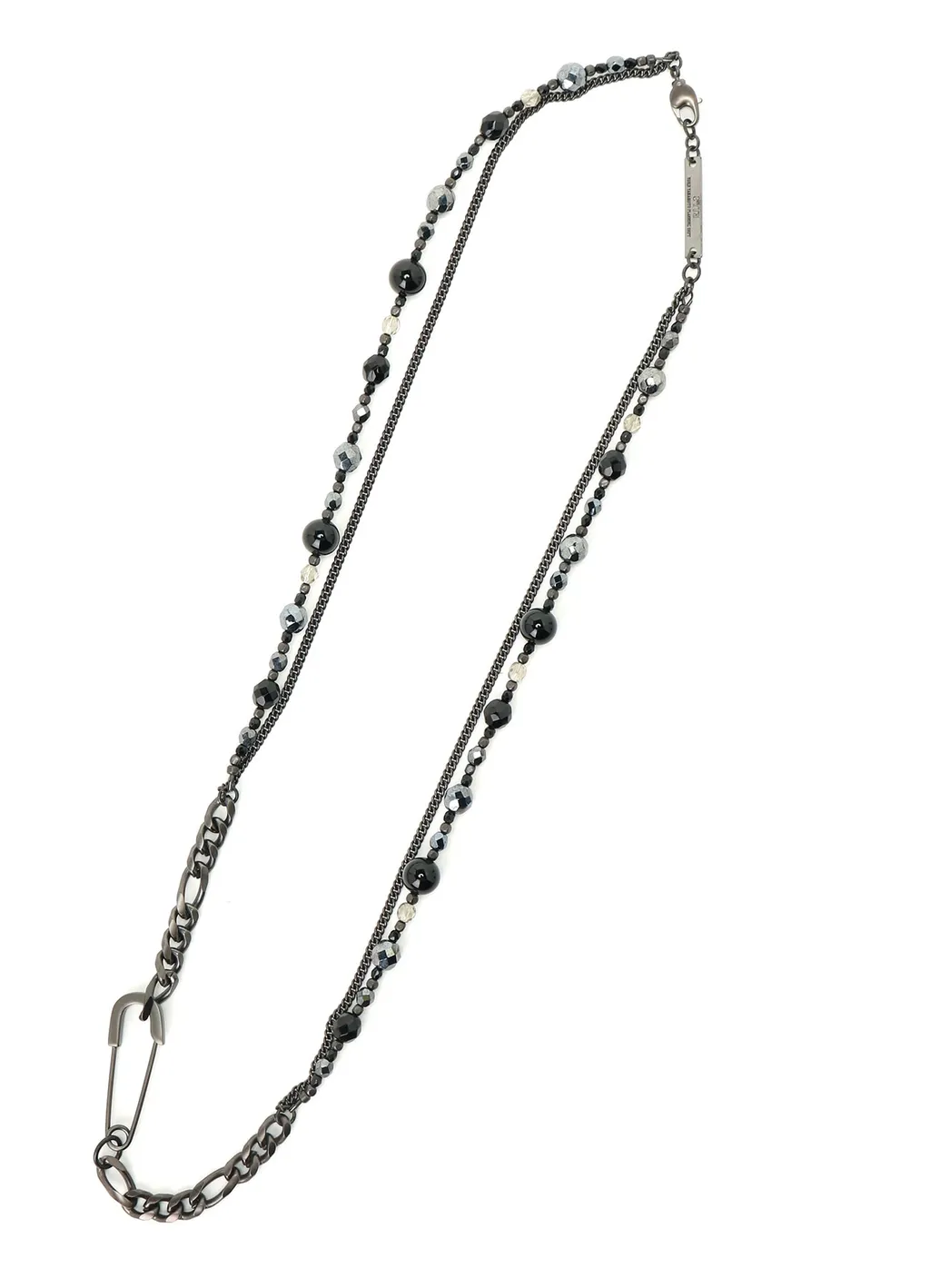 Black Onyx + Glass Beads Brass Necklace