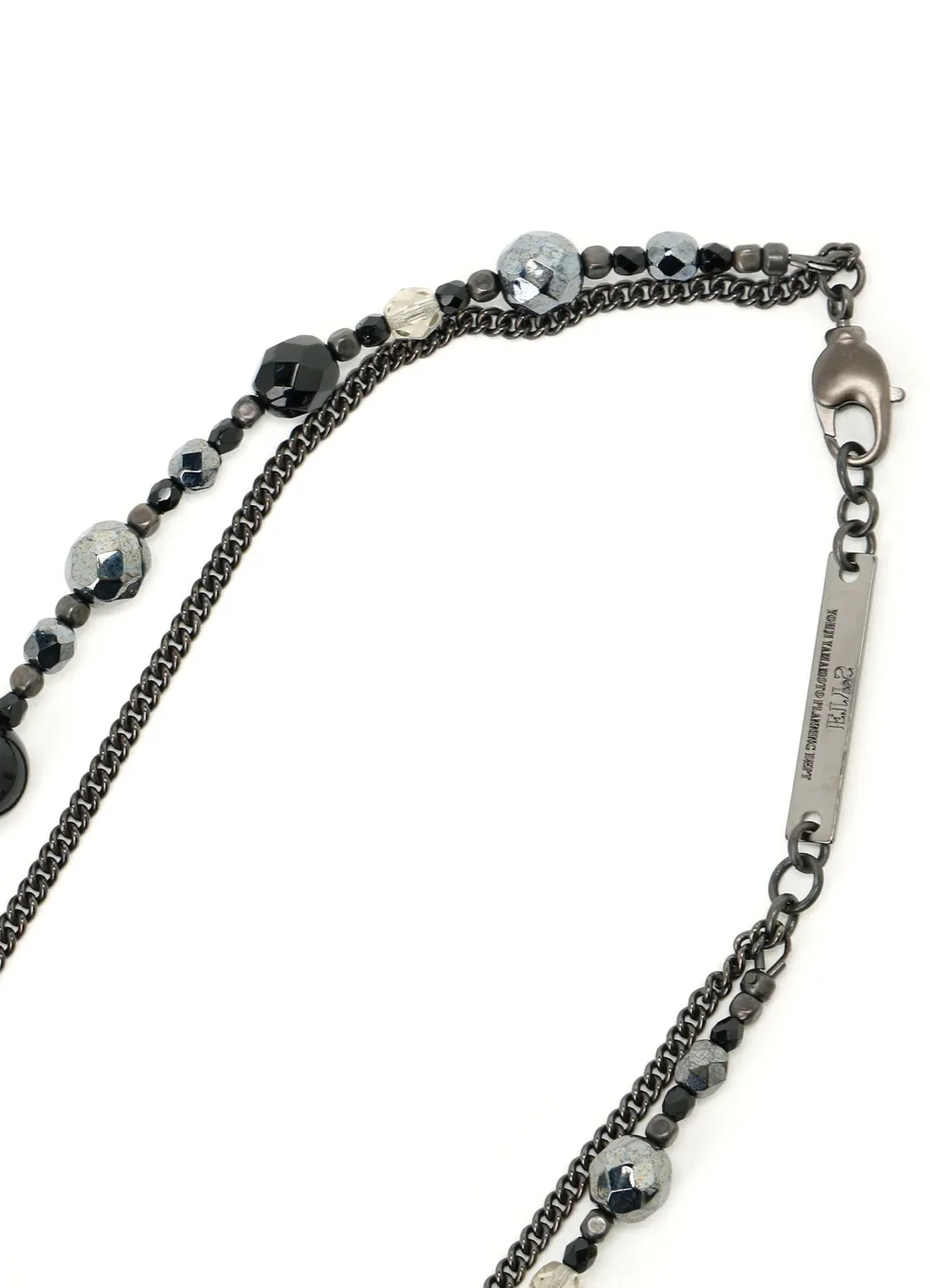 Black Onyx + Glass Beads Brass Necklace