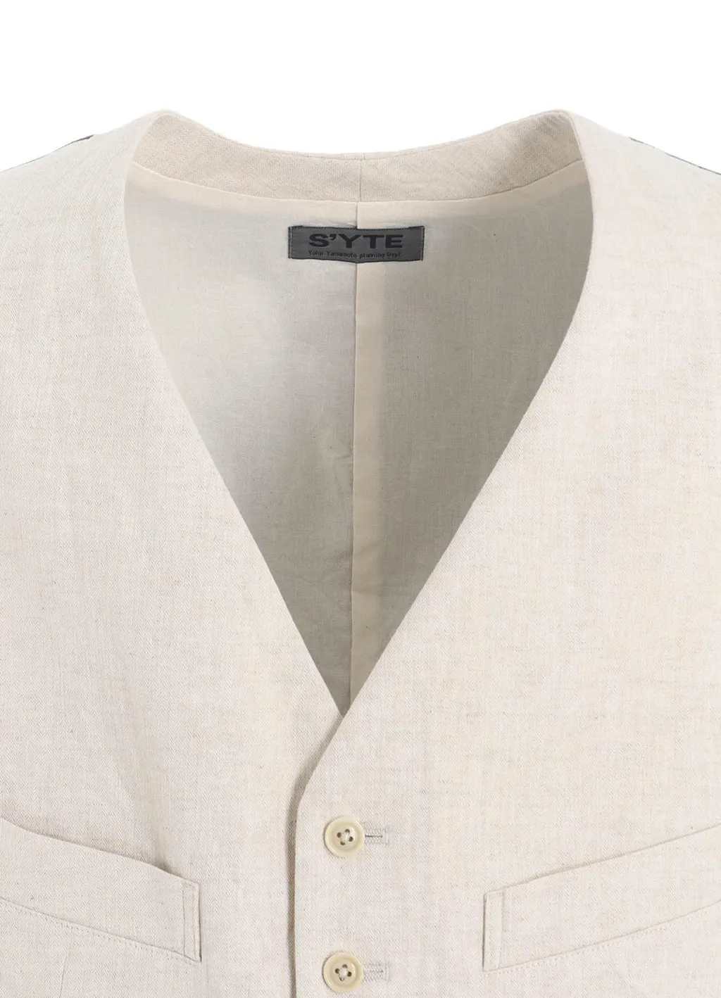 Linen/Cotton Herringbone Zigzag Cut-Out Vest