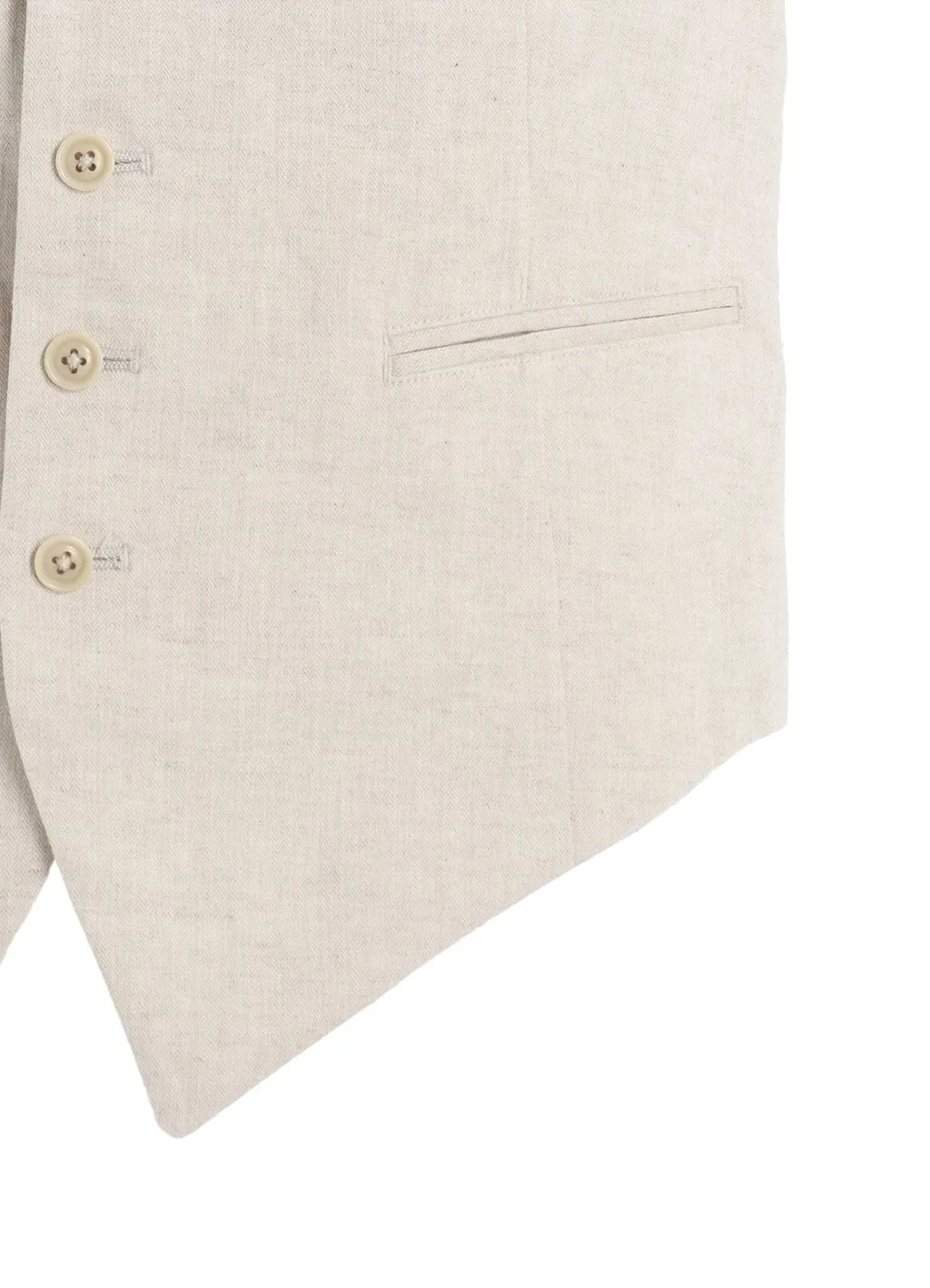 Linen/Cotton Herringbone Zigzag Cut-Out Vest