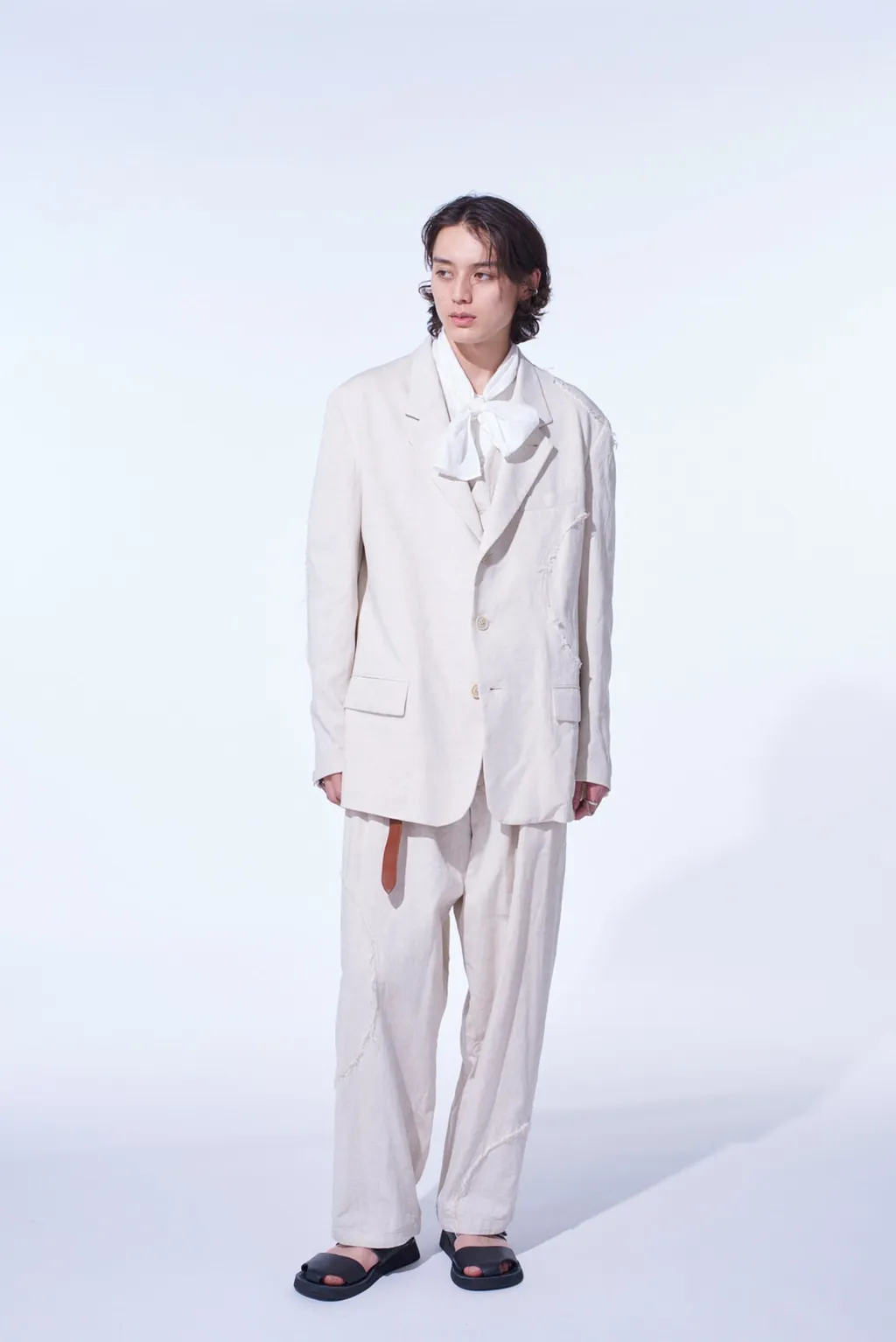 Linen/Cotton Herringbone Zigzag Cut-Out Jacket