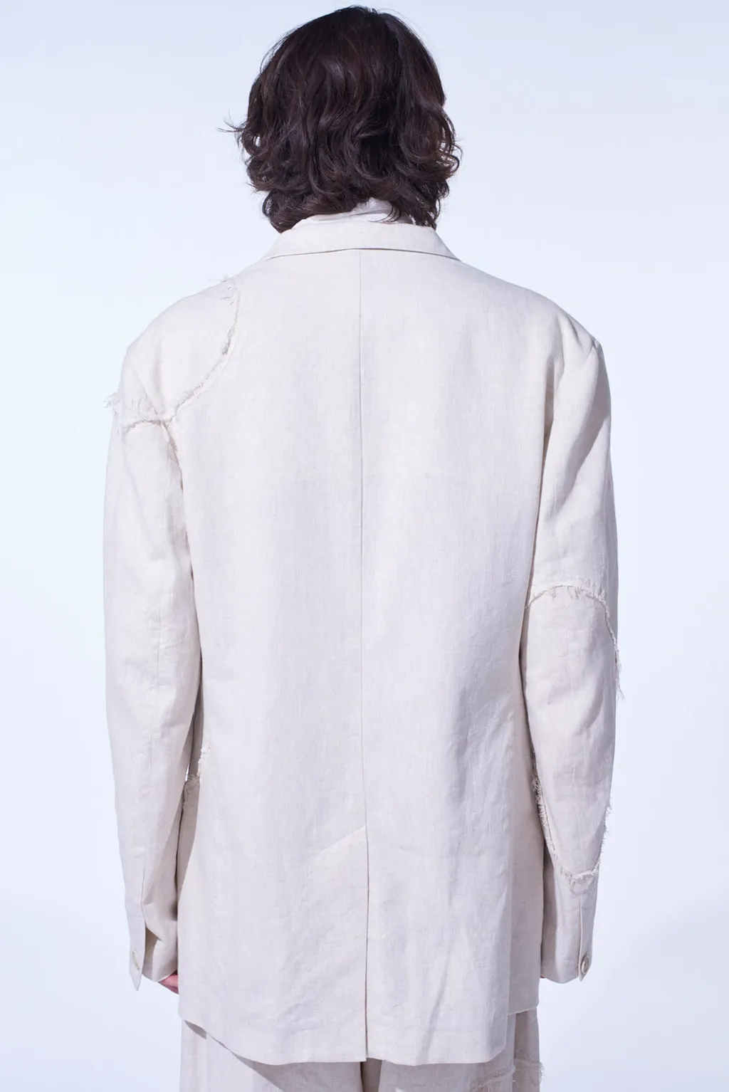 Linen/Cotton Herringbone Zigzag Cut-Out Jacket