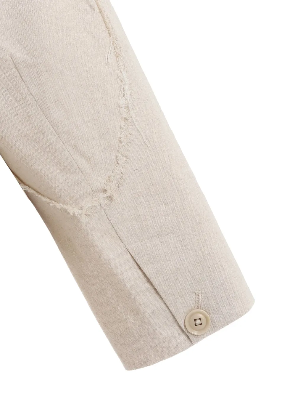 Linen/Cotton Herringbone Zigzag Cut-Out Jacket