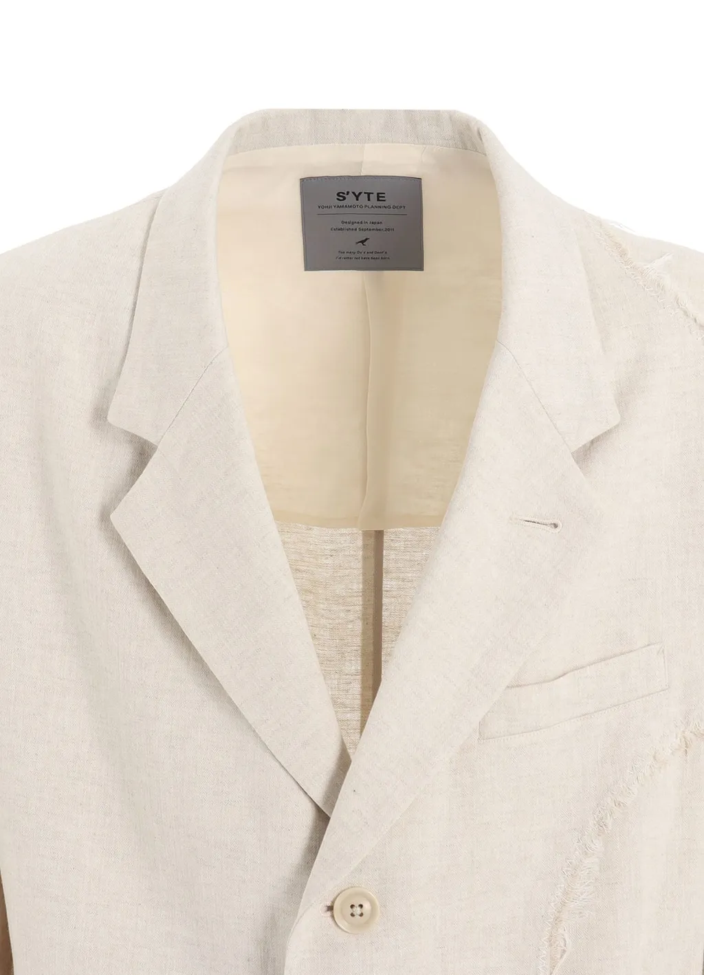 Linen/Cotton Herringbone Zigzag Cut-Out Jacket