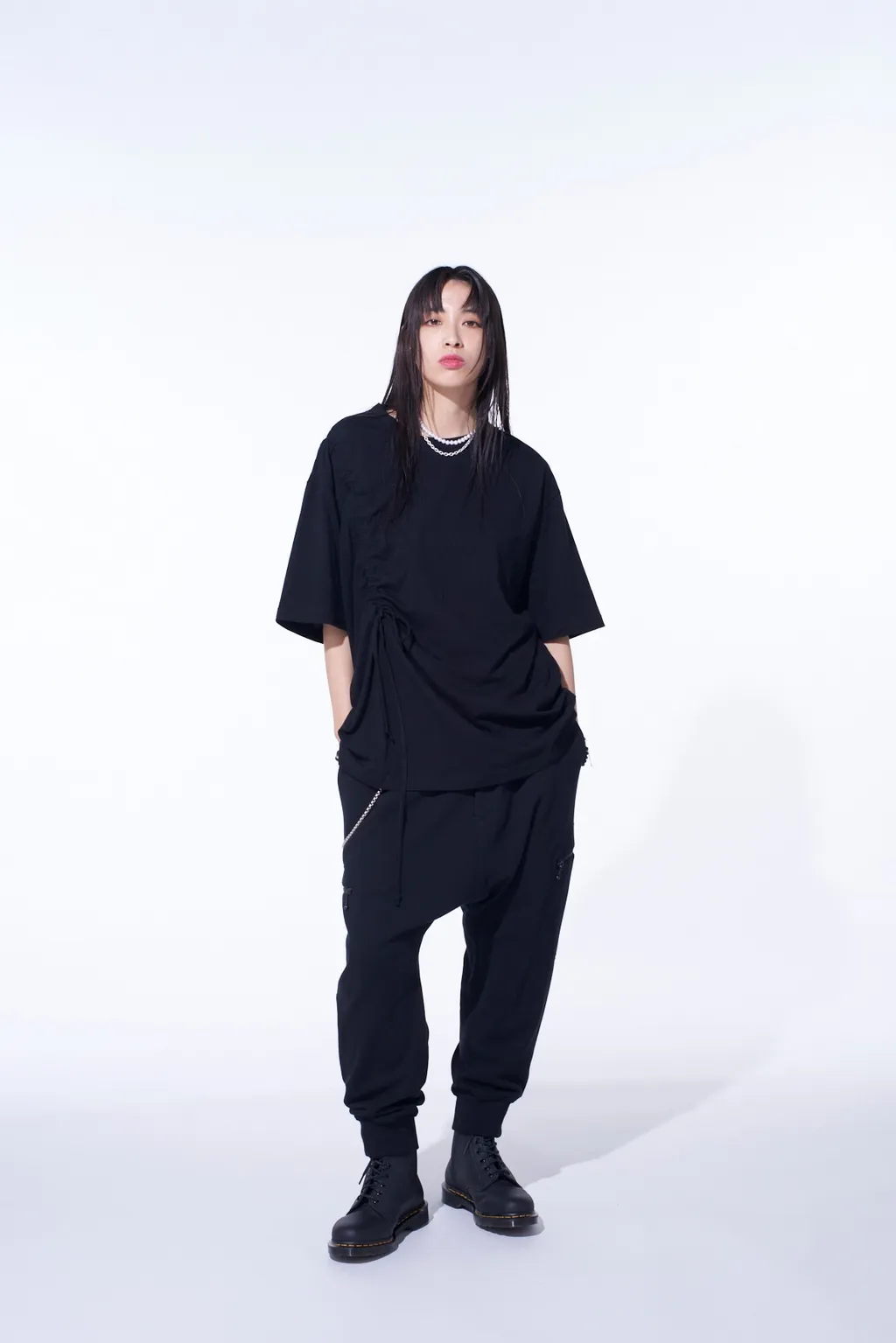 French Terry Ribbed Hem Sarouel Pants