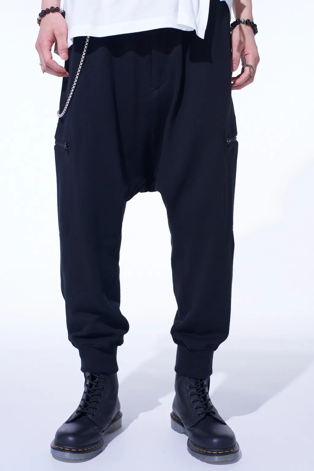 French Terry Ribbed Hem Sarouel Pants