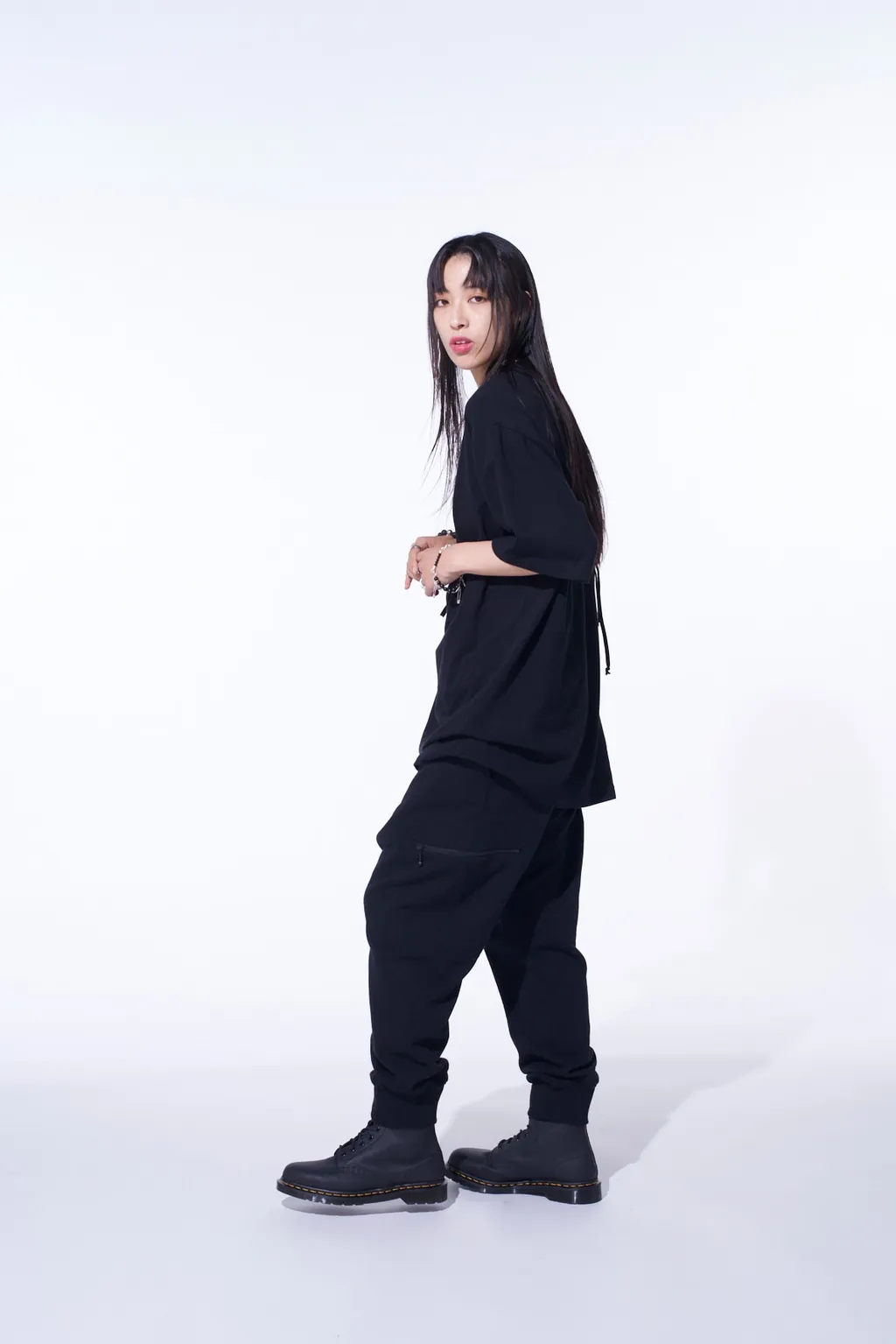 French Terry Ribbed Hem Sarouel Pants