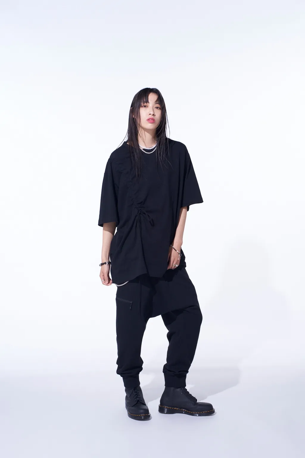 French Terry Ribbed Hem Sarouel Pants
