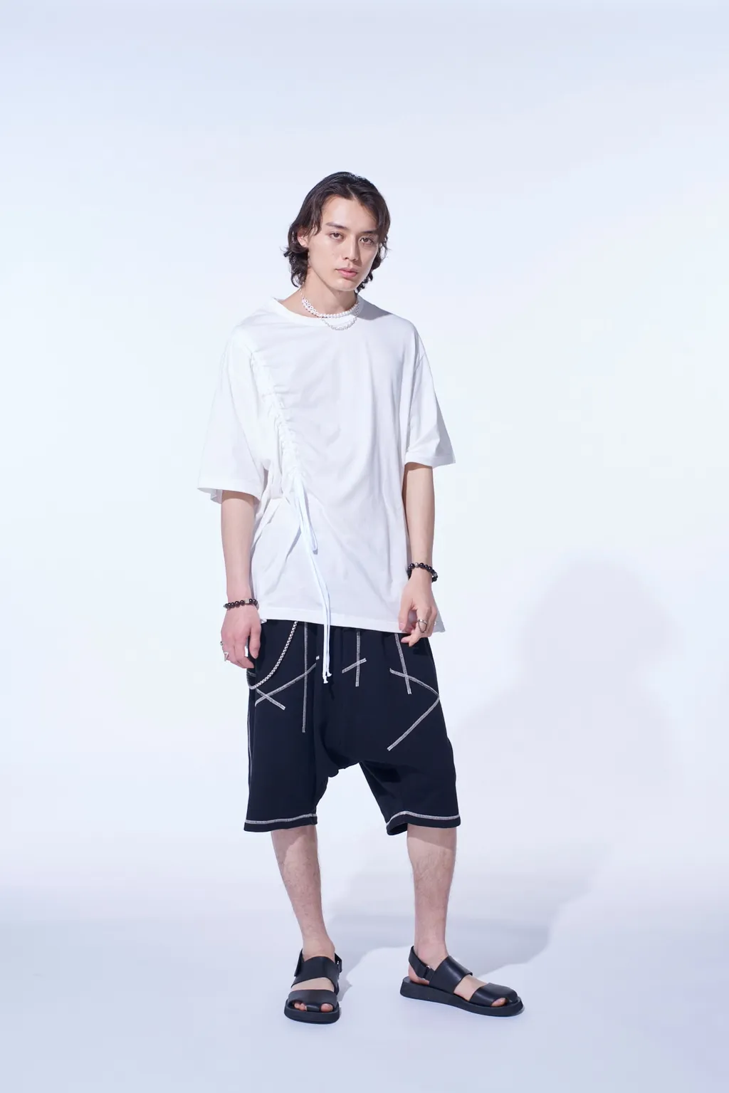 French Terry Random Stitch Sarouel Shorts