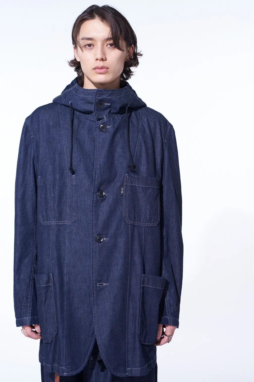 7Oz Two-Tone Denim Hooded Jacket