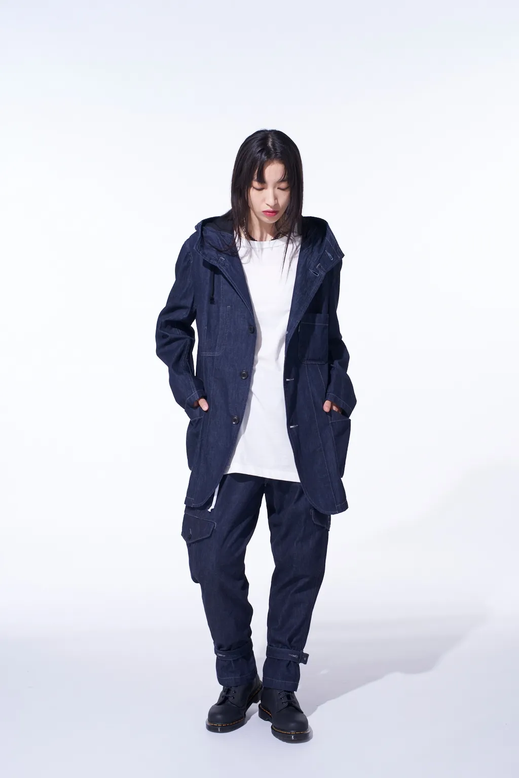 7Oz Two-Tone Denim Hooded Jacket