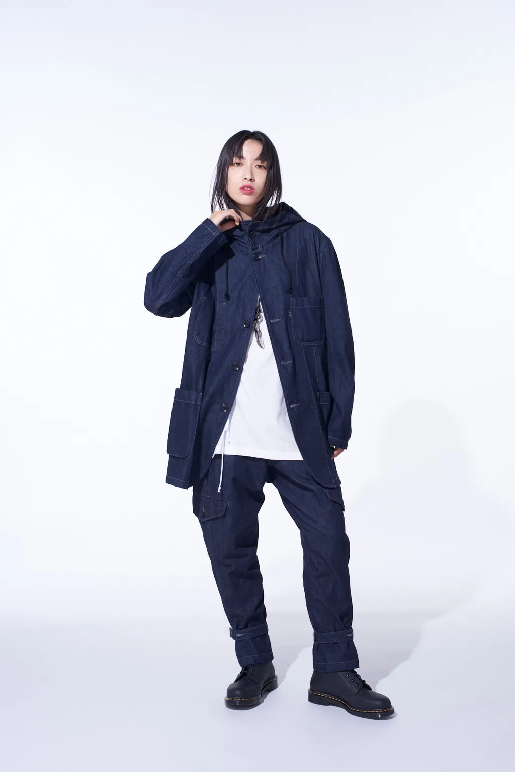 7Oz Two-Tone Denim Hooded Jacket