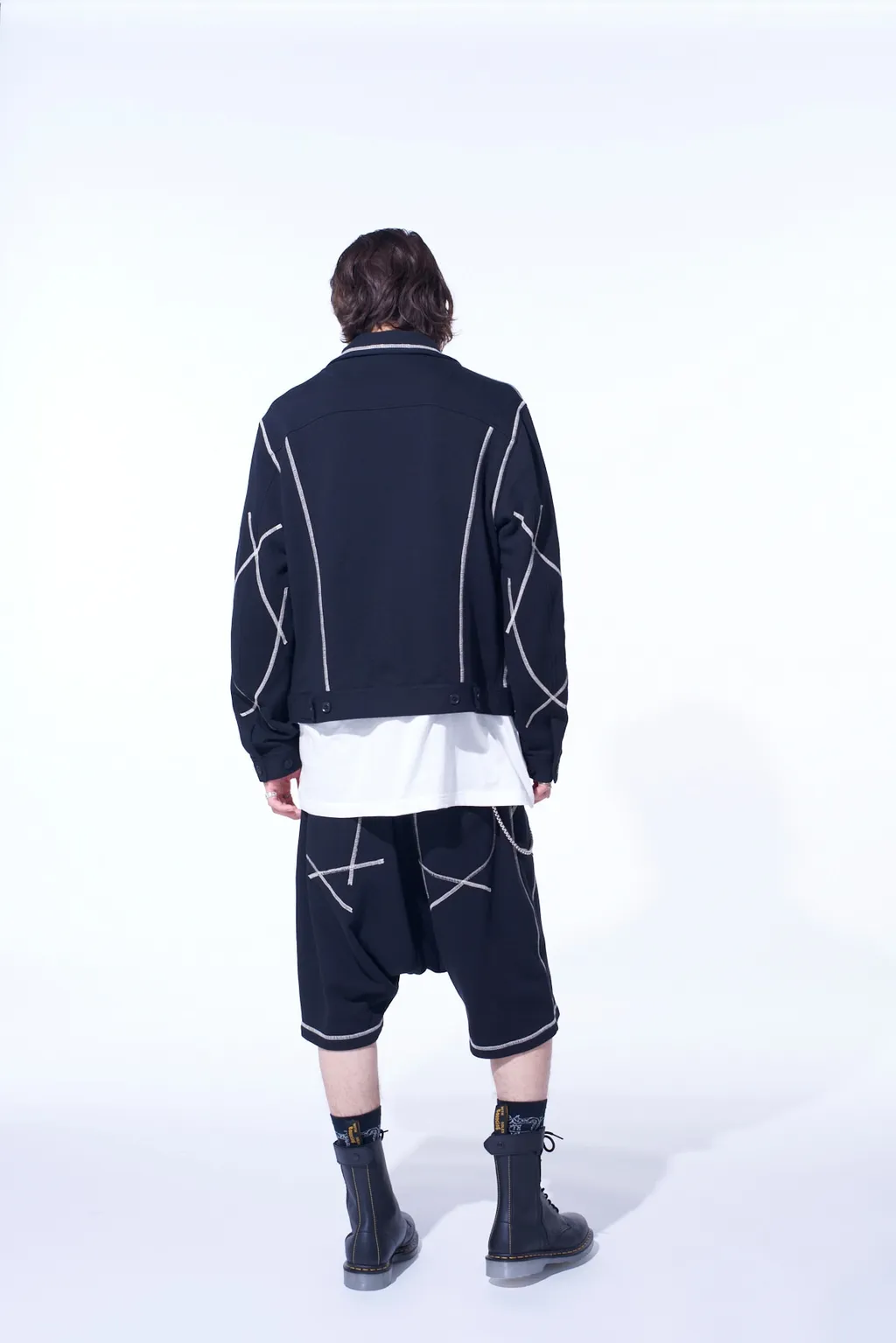 French Terry Random Stitch Trucker Jacket