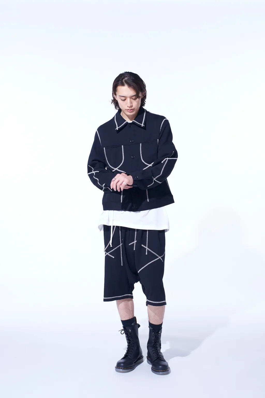 French Terry Random Stitch Trucker Jacket