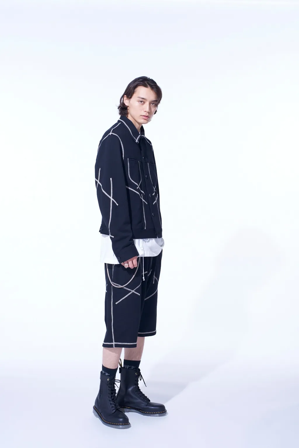 French Terry Random Stitch Trucker Jacket