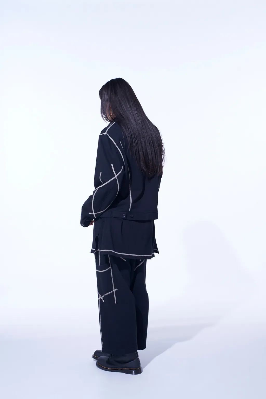 French Terry Random Stitch Trucker Jacket