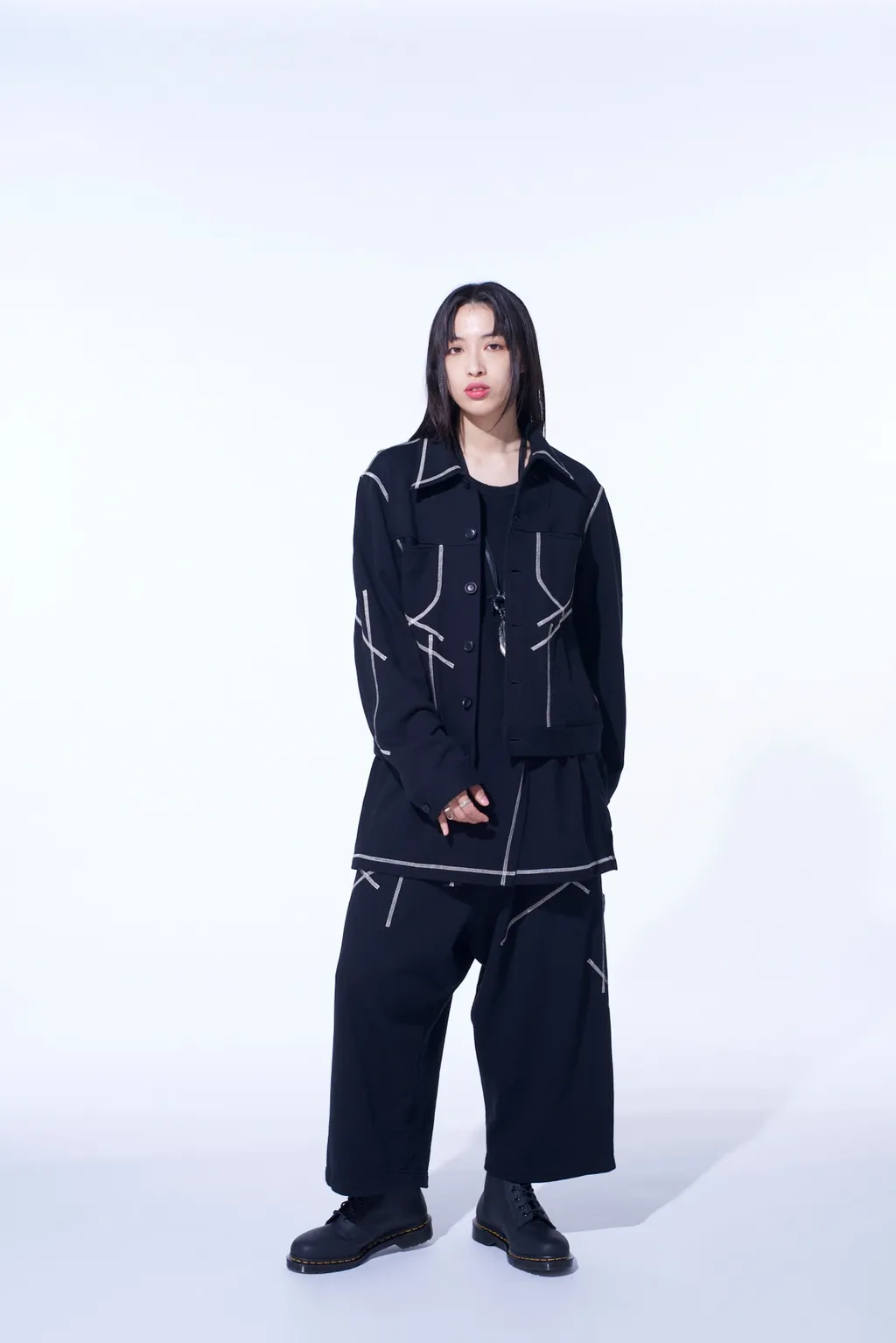 French Terry Random Stitch Trucker Jacket
