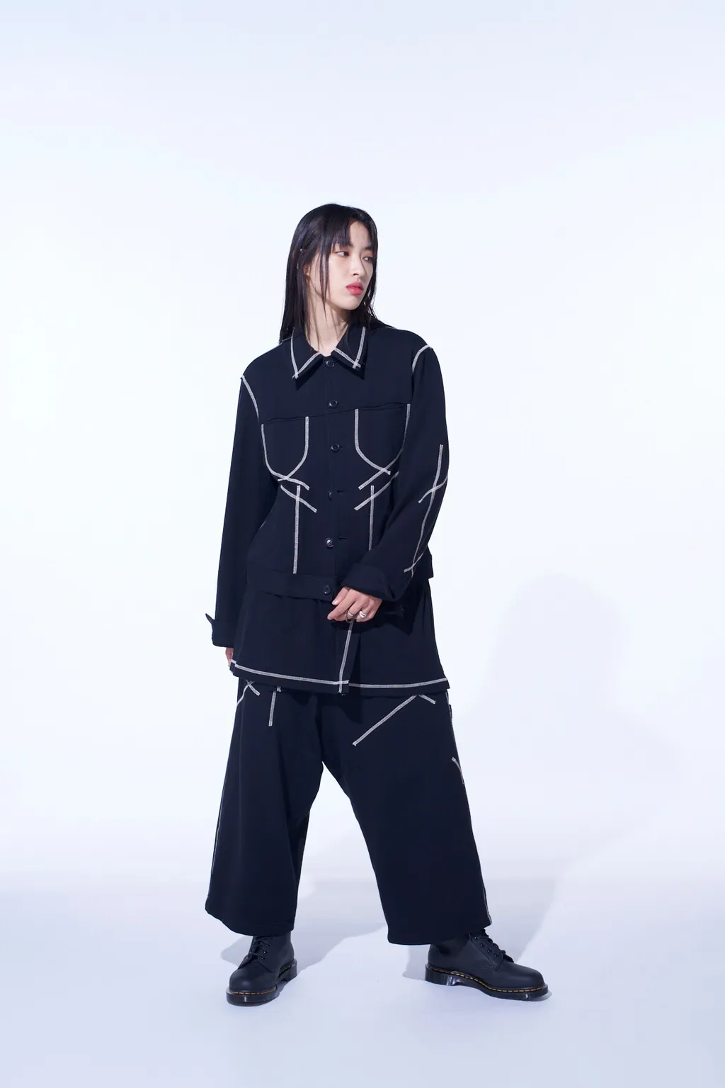 French Terry Random Stitch Trucker Jacket