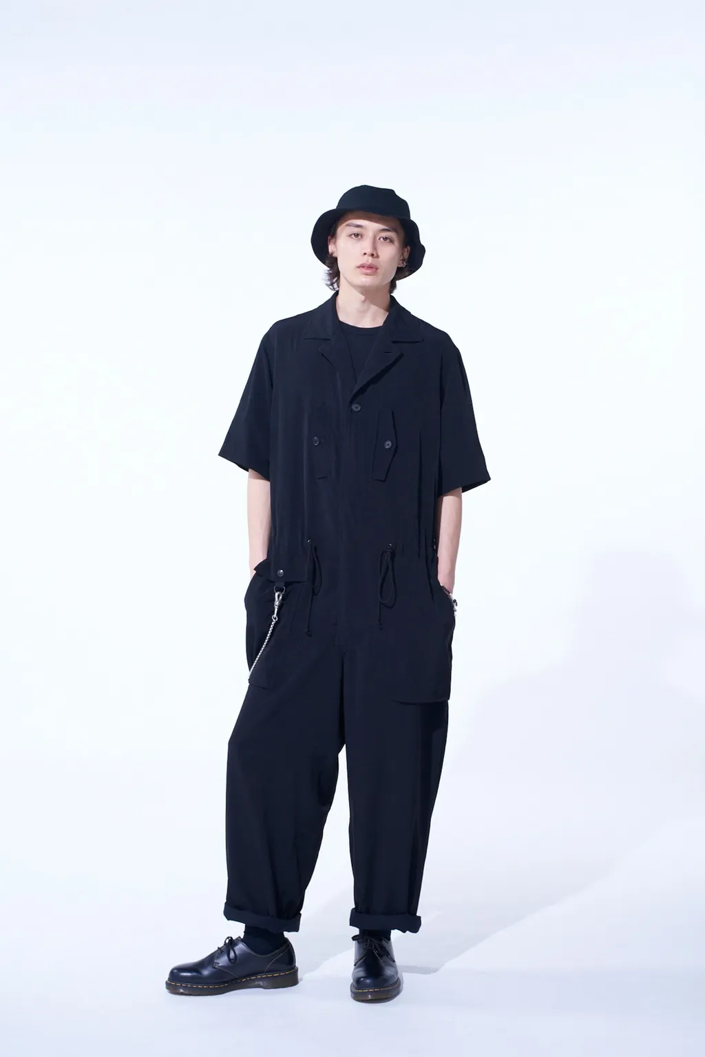 Crepe De Chine Short Sleeve Military All-In-One