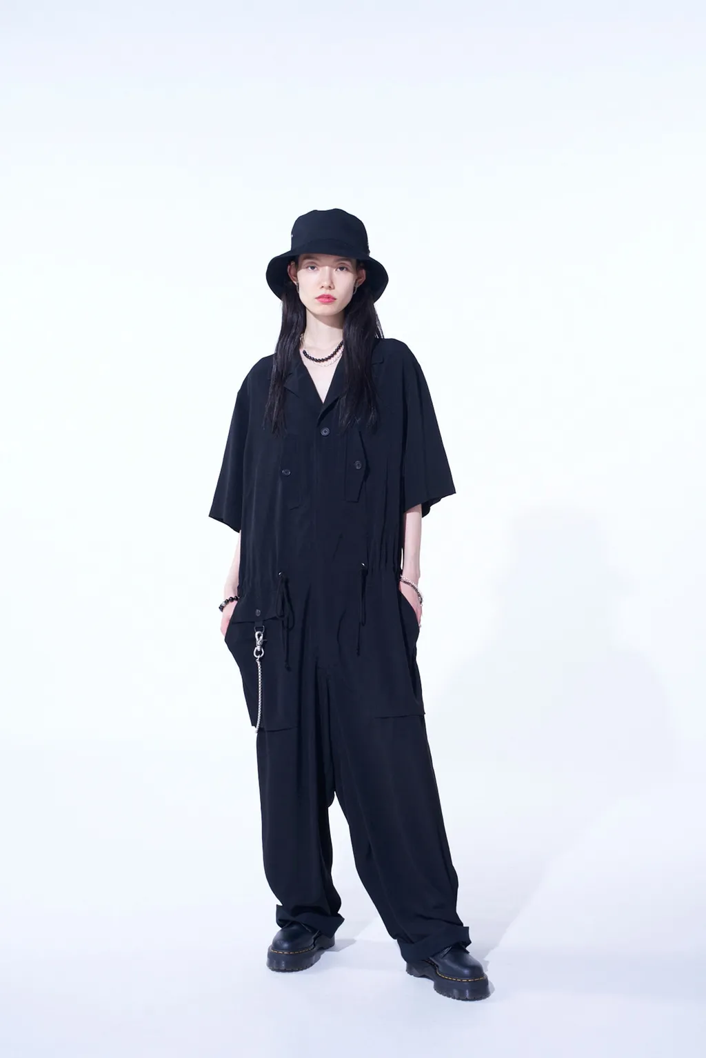Crepe De Chine Short Sleeve Military All-In-One