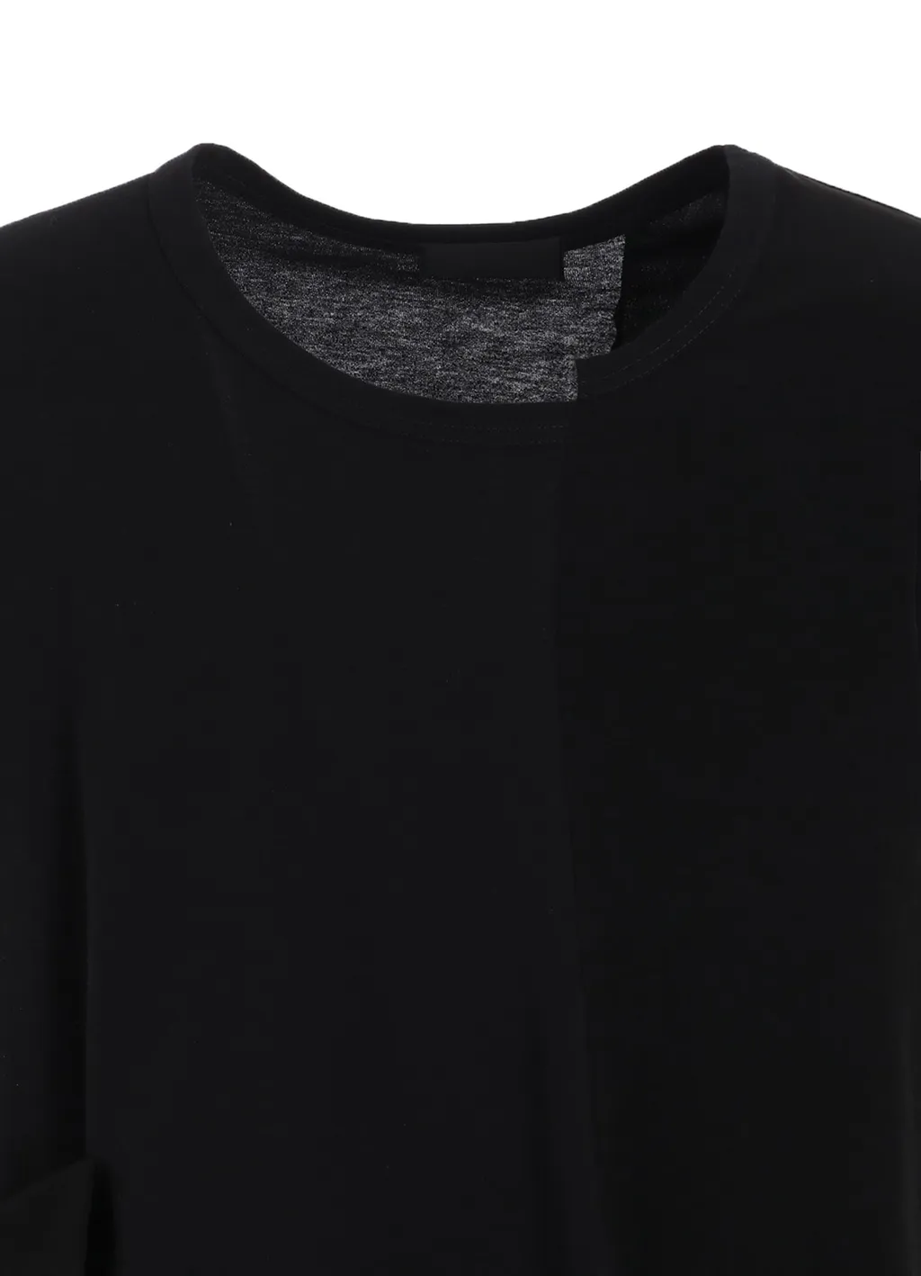 Soft Jersey+Crepe De Chine Pocket Side Slit Knot T-Shirt