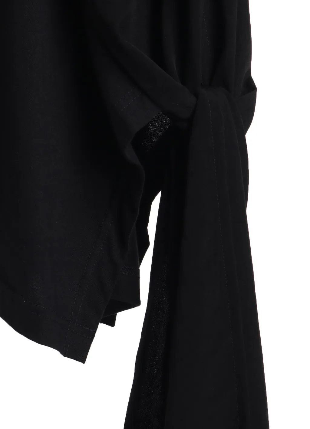 Soft Jersey+Crepe De Chine Pocket Side Slit Knot T-Shirt