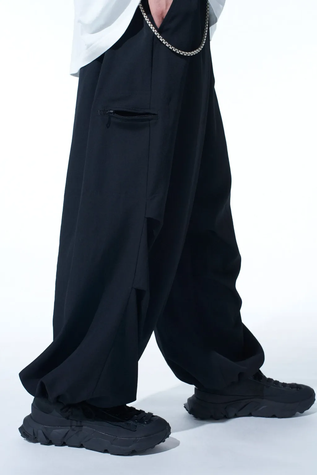 Washer Wool Gabardine Knee Tuck Military Pants