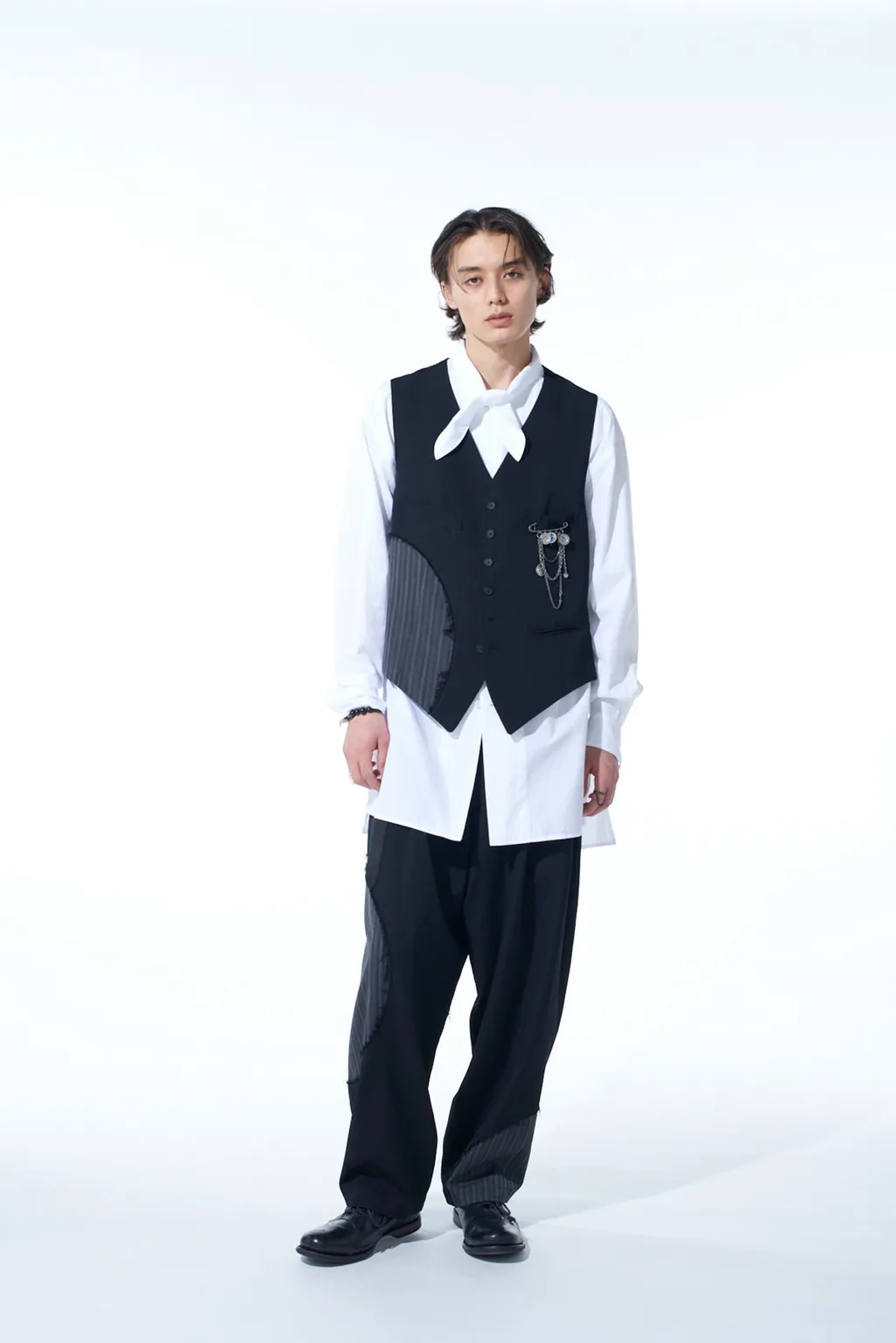 Washer Wool Gabardine Cut-Out Striped Vest