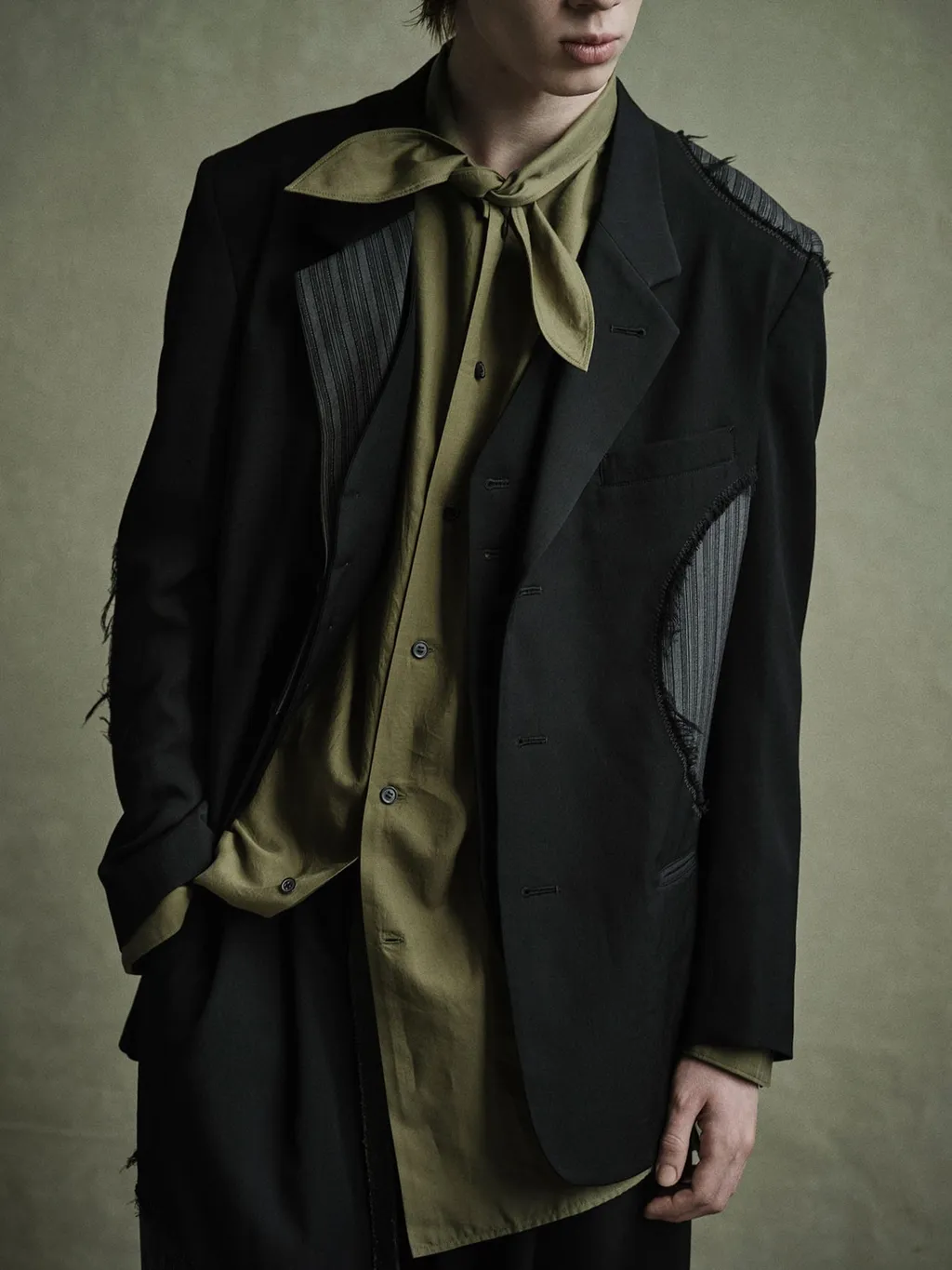 Washer Wool Gabardine Cut-Out Striped Vest