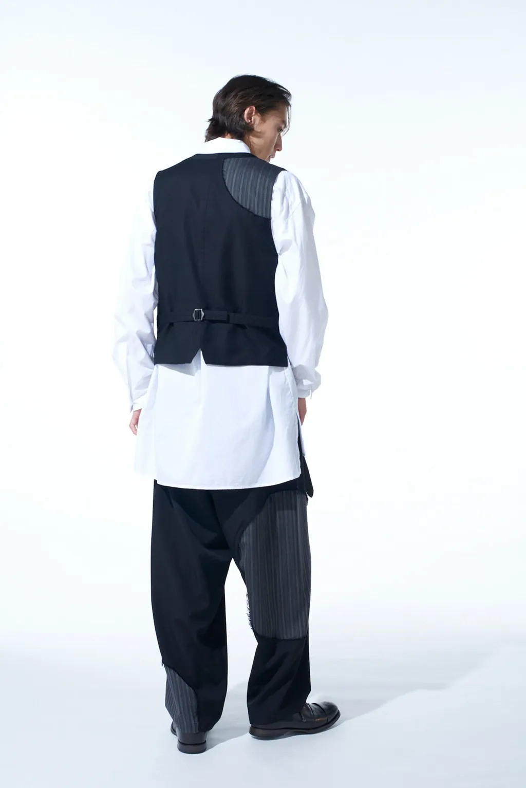 Washer Wool Gabardine Cut-Out Striped Vest