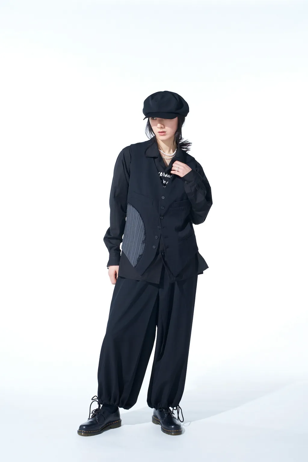 Washer Wool Gabardine Cut-Out Striped Vest