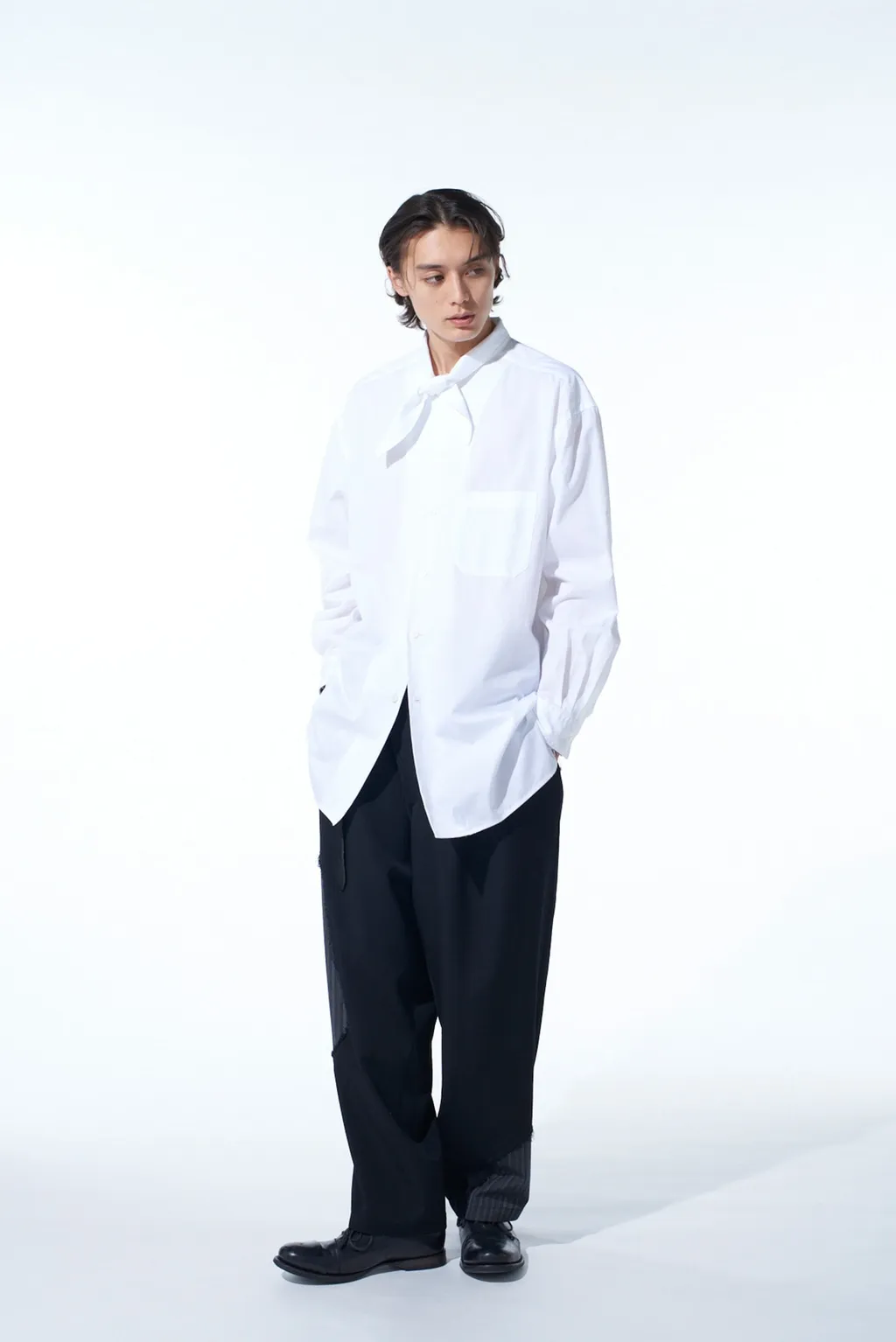 Washer Wool Gabardine Cut-Out Striped Pants