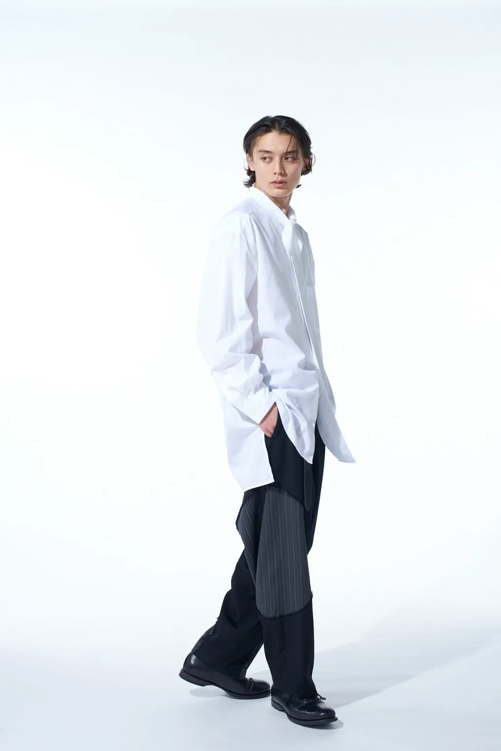 Washer Wool Gabardine Cut-Out Striped Pants