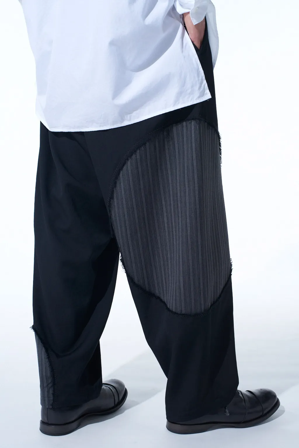 Washer Wool Gabardine Cut-Out Striped Pants