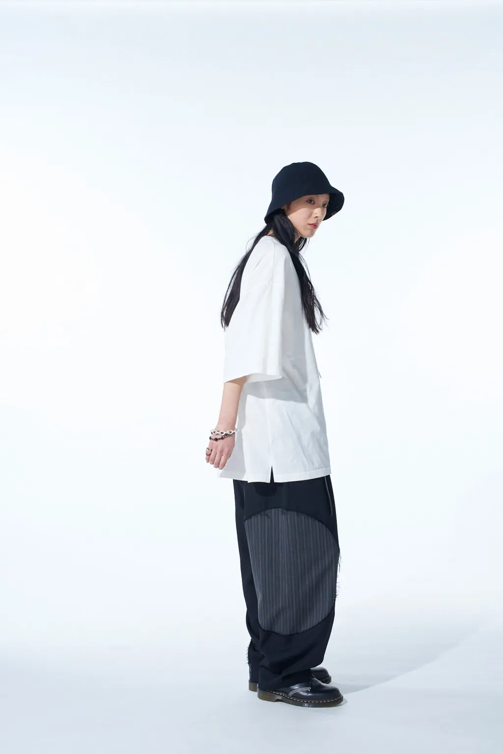 Washer Wool Gabardine Cut-Out Striped Pants