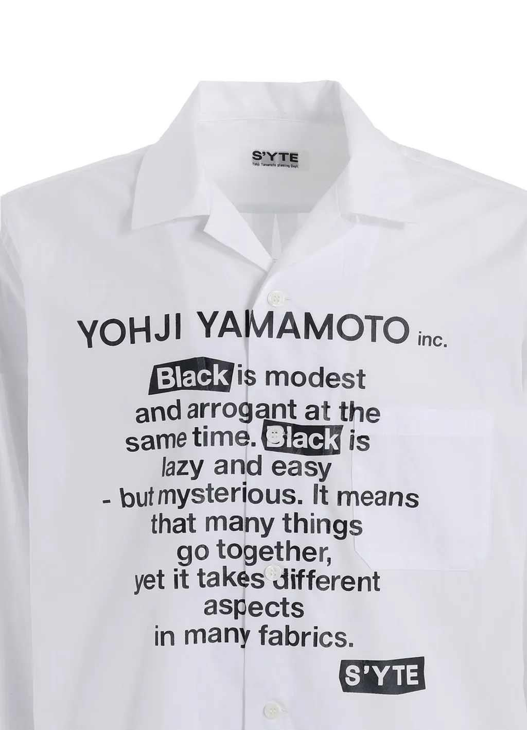 Cotton Broad「Black Is Modest」Message Printed Shirt