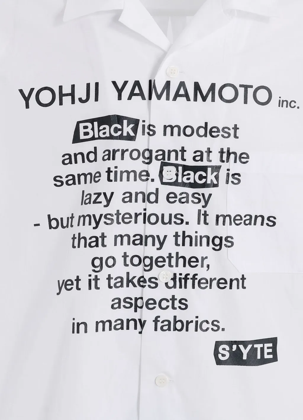 Cotton Broad「Black Is Modest」Message Printed Shirt