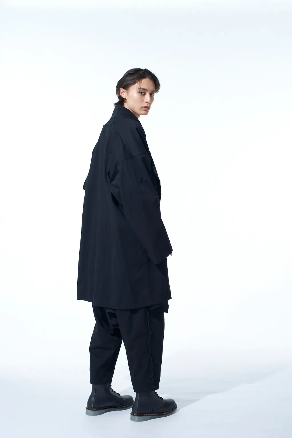 Cotton Drill Cut-Out Drape Coat