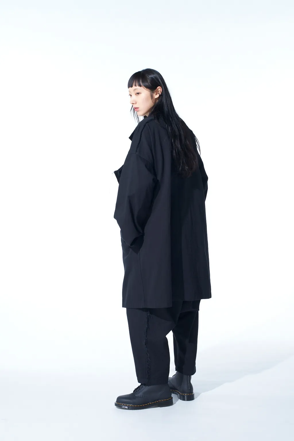 Cotton Drill Cut-Out Drape Coat