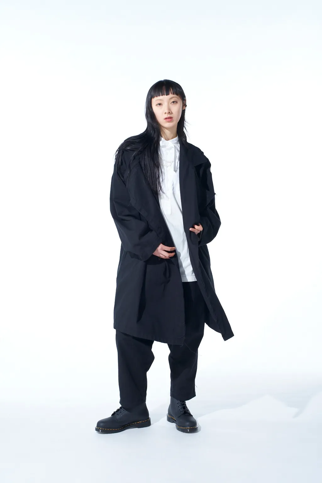 Cotton Drill Cut-Out Drape Coat