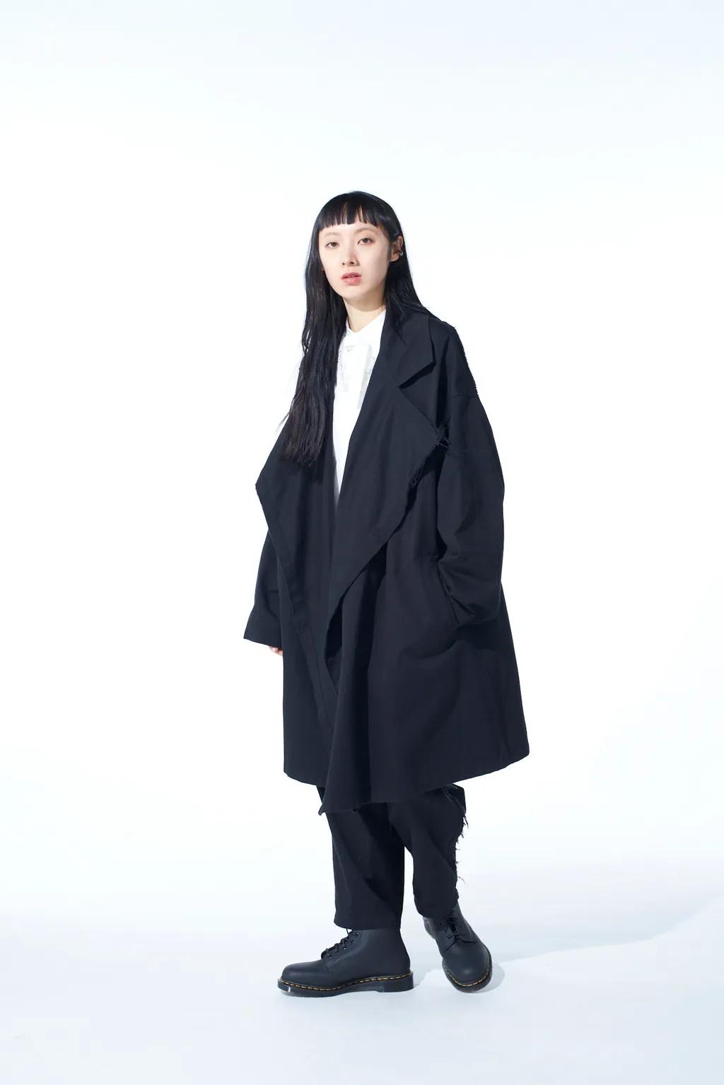Cotton Drill Cut-Out Drape Coat