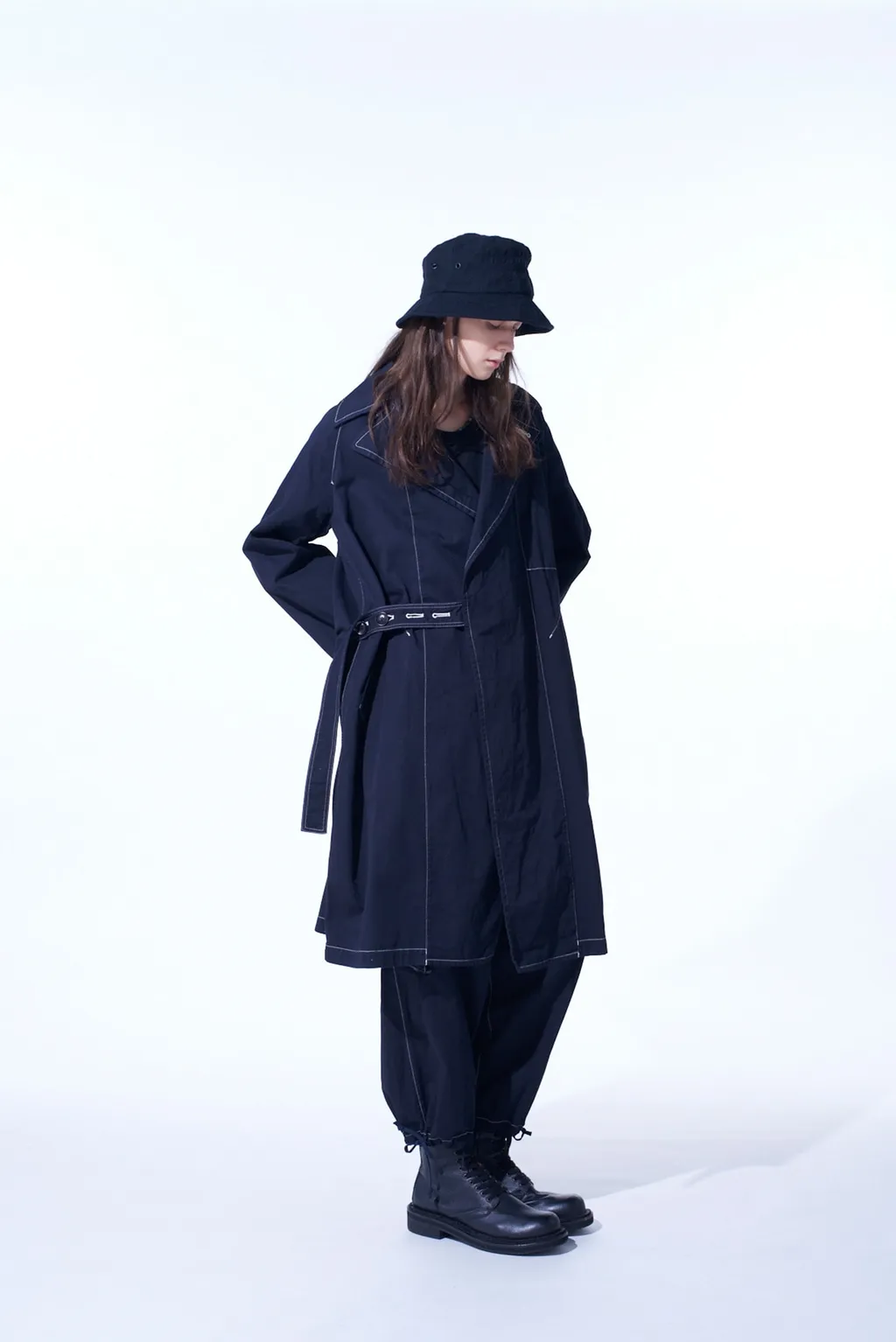 Cotton Twill Garment Dyed Tie-Locken Coat