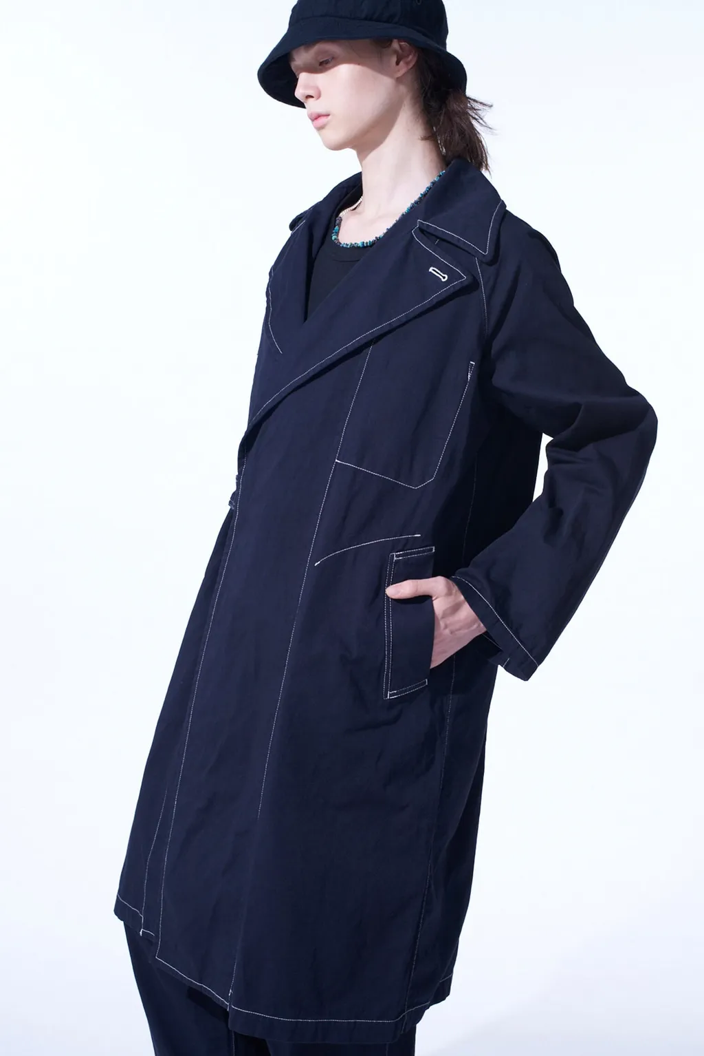 Cotton Twill Garment Dyed Tie-Locken Coat