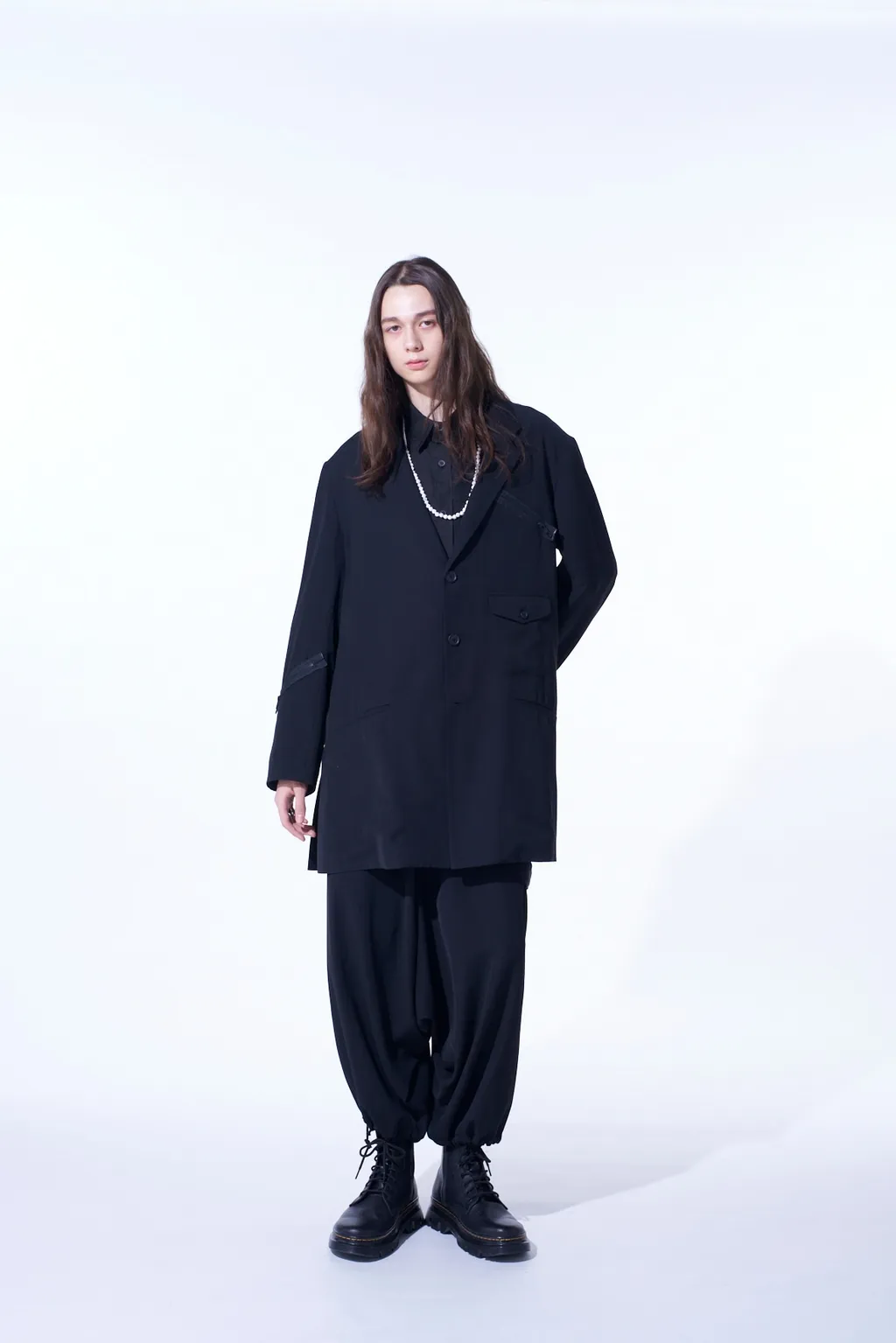 Pe/Gabardine Zipper-Taped Long Jacket