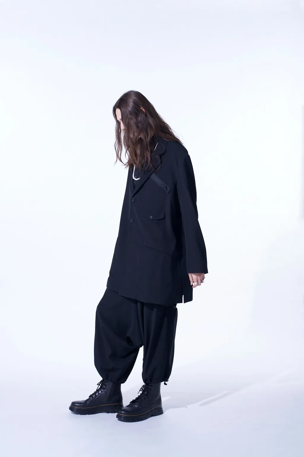 Pe/Gabardine Zipper-Taped Long Jacket